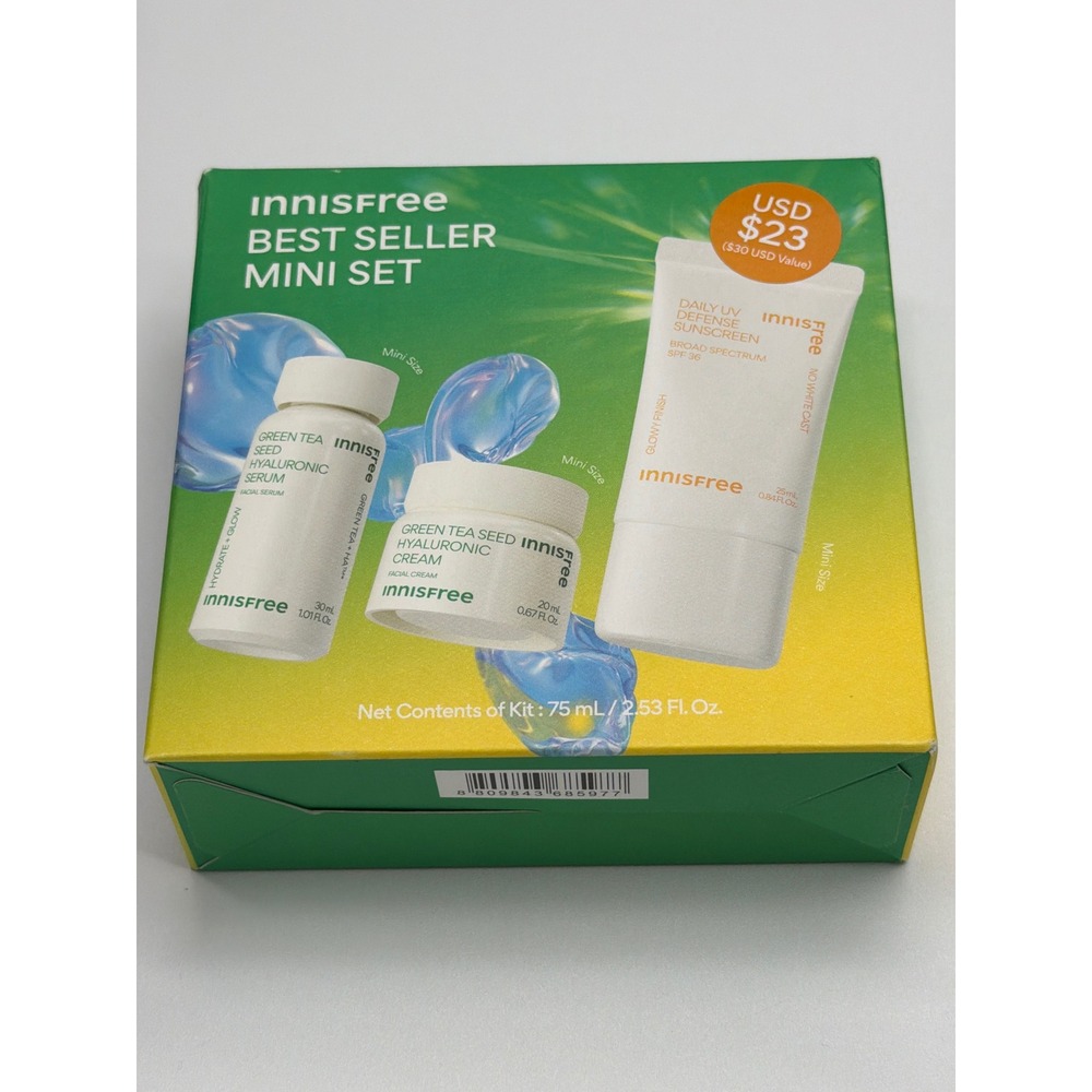Innisfree Hydrate + Protect Bestseller Minis Set Green Tea Hyaluronic SPF 36 New